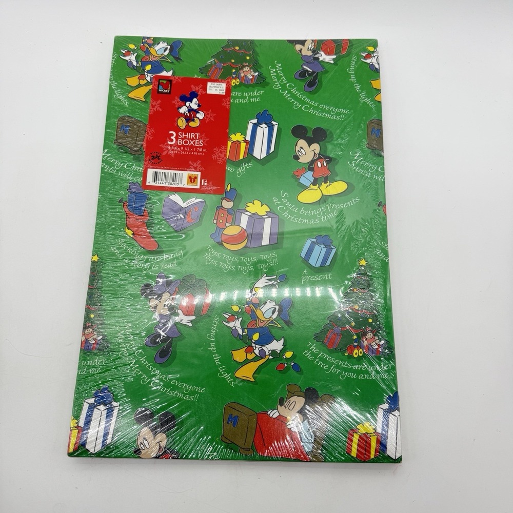 Mickey‎ Unlimited Christmas Gift Boxes 3 Holiday Shirt Box Lids Donald Vintage